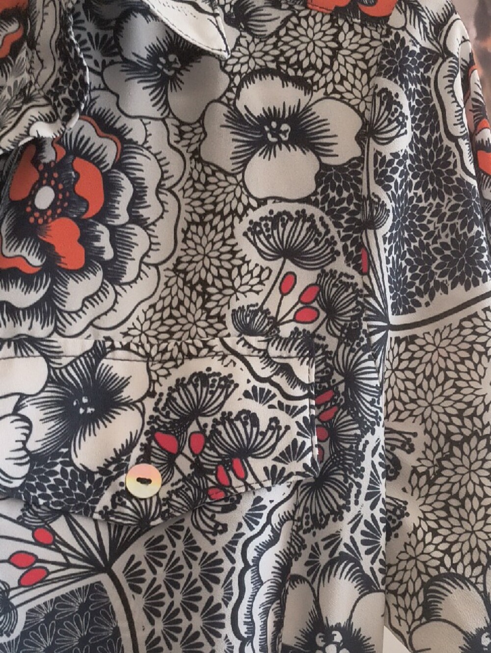 Floral Long Sleeve Maxi Dress - Blue, White & Red Accents - Picture 3 of 10